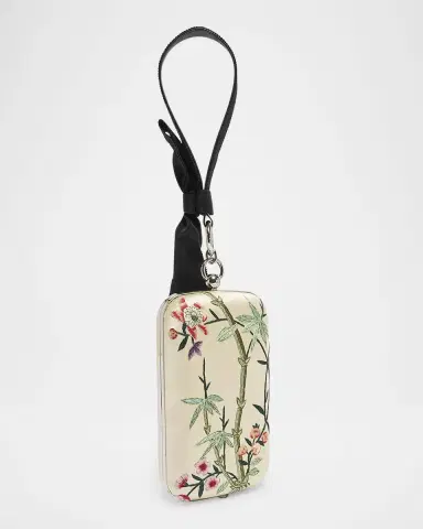 Givenchy Floral-Embroidered Wristlet Clutch Bag in Satin | Thumbnail 2 Givenchy Floral-Embroidered Wristlet Clutch Bag in Satin | Thumbnail 2