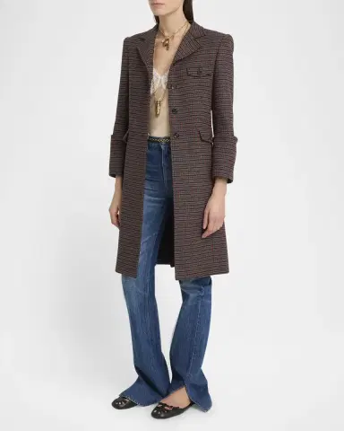 Chloé Houndstooth Wool-Blend Riding Coat | Thumbnail 8 Chloé Houndstooth Wool-Blend Riding Coat | Thumbnail 8