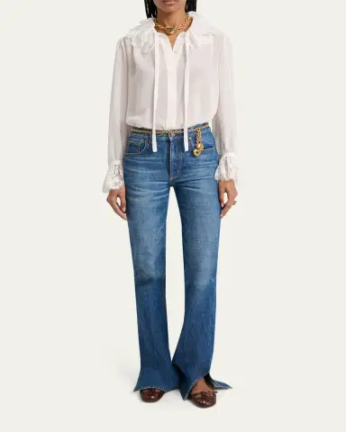 Chloé Denim Bootcut-Leg Split-Hem Pants | Thumbnail 2 Chloé Denim Bootcut-Leg Split-Hem Pants | Thumbnail 2