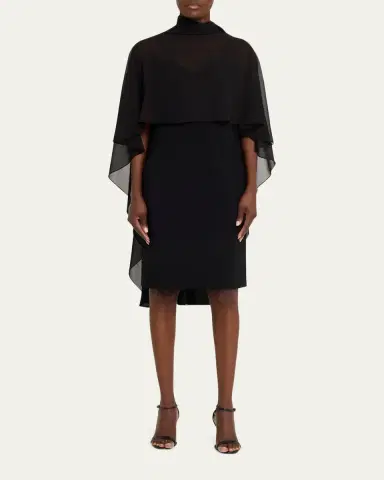 Rickie Freeman for Teri Jon Chiffon Tie-Neck Cape Slip Dress | Thumbnail 2 Rickie Freeman for Teri Jon Chiffon Tie-Neck Cape Slip Dress | Thumbnail 2