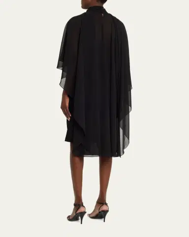 Rickie Freeman for Teri Jon Chiffon Tie-Neck Cape Slip Dress | Thumbnail 3 Rickie Freeman for Teri Jon Chiffon Tie-Neck Cape Slip Dress | Thumbnail 3