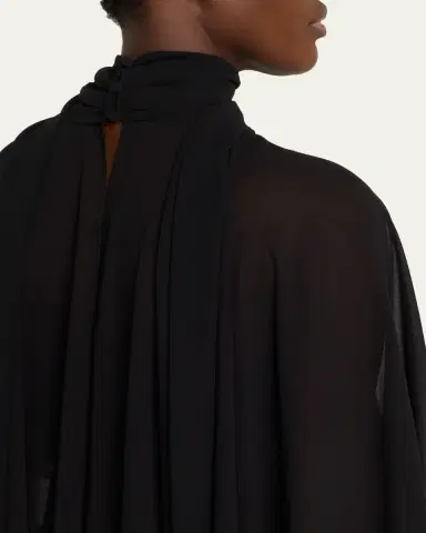 Rickie Freeman for Teri Jon Chiffon Tie-Neck Cape Slip Dress | Thumbnail 5 Rickie Freeman for Teri Jon Chiffon Tie-Neck Cape Slip Dress | Thumbnail 5