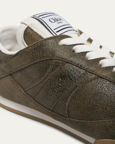 Chloé Kick Crackled Leather Retro Low-Top Sneakers | Thumbnail 3 Chloé Kick Crackled Leather Retro Low-Top Sneakers | Thumbnail 3