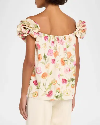 Carolina Herrera Rose Off-The-Shoulder Floral Cotton Top | Thumbnail 7 Carolina Herrera Rose Off-The-Shoulder Floral Cotton Top | Thumbnail 7