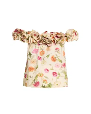 Carolina Herrera Rose Off-The-Shoulder Floral Cotton Top | Thumbnail 1 Carolina Herrera Rose Off-The-Shoulder Floral Cotton Top | Thumbnail 1