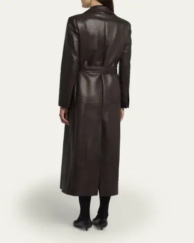 The Row Raisa Belted Leather Coat | Thumbnail 3 The Row Raisa Belted Leather Coat | Thumbnail 3