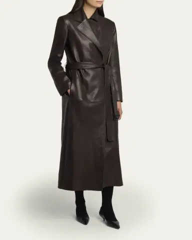 The Row Raisa Belted Leather Coat | Thumbnail 4 The Row Raisa Belted Leather Coat | Thumbnail 4