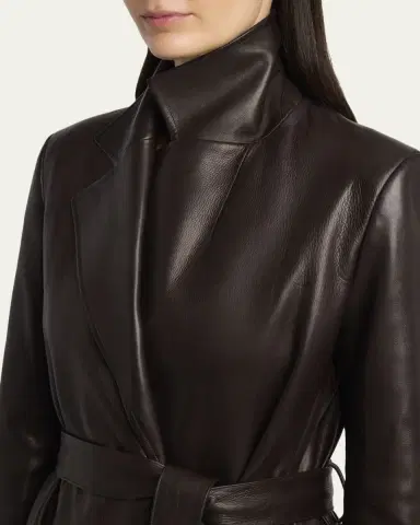 The Row Raisa Belted Leather Coat | Thumbnail 5 The Row Raisa Belted Leather Coat | Thumbnail 5