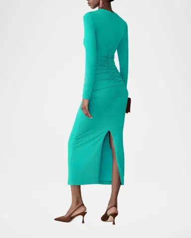 Carolina Herrera Ruched Long-Sleeve Midi Dress | Thumbnail 6 Carolina Herrera Ruched Long-Sleeve Midi Dress | Thumbnail 6