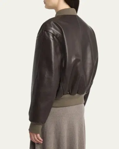 The Row Morisel Leather Bomber Jacket | Thumbnail 3 The Row Morisel Leather Bomber Jacket | Thumbnail 3