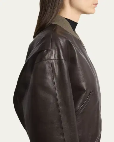The Row Morisel Leather Bomber Jacket | Thumbnail 5 The Row Morisel Leather Bomber Jacket | Thumbnail 5