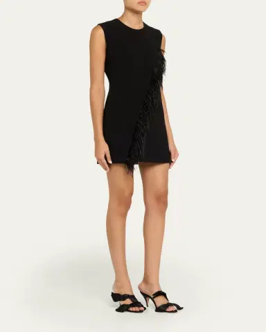 A.L.C. Beck Feather-Trim Mini Dress | Thumbnail 4 A.L.C. Beck Feather-Trim Mini Dress | Thumbnail 4