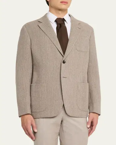 Giorgio Armani Men's Herringbone Cashmere and Wool Sport Coat | Thumbnail 4 Giorgio Armani Men's Herringbone Cashmere and Wool Sport Coat | Thumbnail 4