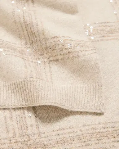 Brunello Cucinelli Sequined Check Wool Cashmere Scarf | Thumbnail 7 Brunello Cucinelli Sequined Check Wool Cashmere Scarf | Thumbnail 7