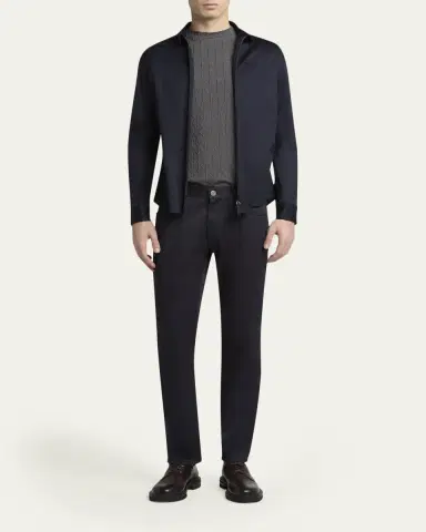 Giorgio Armani Men's Cotton Full-Zip Overshirt | Thumbnail 2 Giorgio Armani Men's Cotton Full-Zip Overshirt | Thumbnail 2