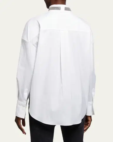 Brunello Cucinelli Monili-Collar Poplin Shirt | Thumbnail 2 Brunello Cucinelli Monili-Collar Poplin Shirt | Thumbnail 2