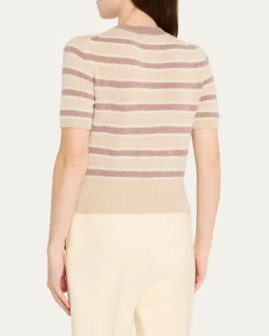 Loro Piana Fobello Cashmere Striped Crewneck Sweater | Thumbnail 3 Loro Piana Fobello Cashmere Striped Crewneck Sweater | Thumbnail 3