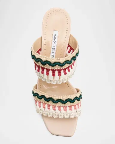 Manolo Blahnik 90mm Mabecomu Embroidered Mule Sandals | Thumbnail 10 Manolo Blahnik 90mm Mabecomu Embroidered Mule Sandals | Thumbnail 10