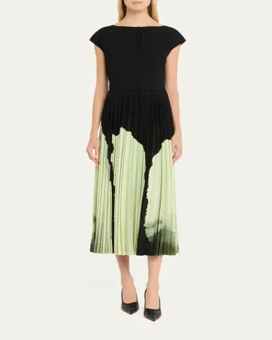 Jason Wu Collection Pleated Abstract-Print Midi Dress | Thumbnail 2 Jason Wu Collection Pleated Abstract-Print Midi Dress | Thumbnail 2