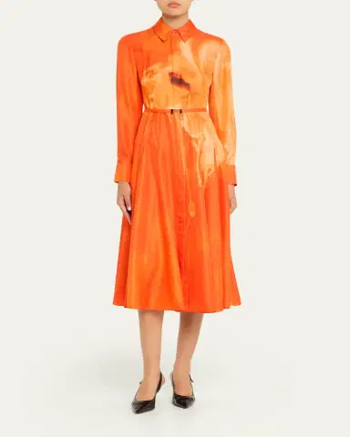Jason Wu Collection Pleated Watercolor-Print Silk Midi Shirtdress | Thumbnail 2 Jason Wu Collection Pleated Watercolor-Print Silk Midi Shirtdress | Thumbnail 2