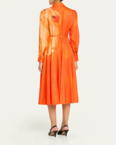 Jason Wu Collection Pleated Watercolor-Print Silk Midi Shirtdress | Thumbnail 3 Jason Wu Collection Pleated Watercolor-Print Silk Midi Shirtdress | Thumbnail 3
