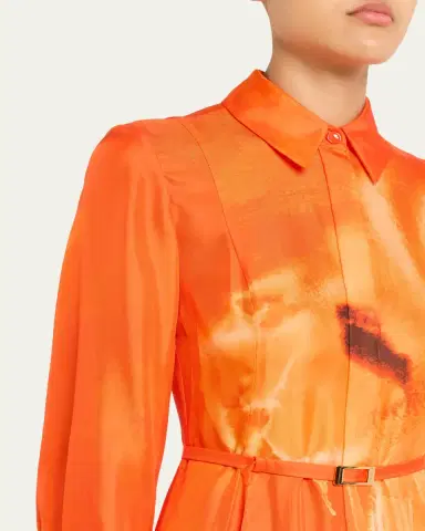 Jason Wu Collection Pleated Watercolor-Print Silk Midi Shirtdress | Thumbnail 5 Jason Wu Collection Pleated Watercolor-Print Silk Midi Shirtdress | Thumbnail 5