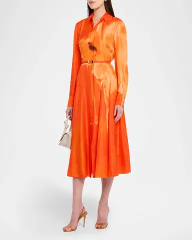 Jason Wu Collection Pleated Watercolor-Print Silk Midi Shirtdress | Thumbnail 8 Jason Wu Collection Pleated Watercolor-Print Silk Midi Shirtdress | Thumbnail 8