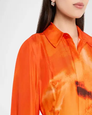 Jason Wu Collection Pleated Watercolor-Print Silk Midi Shirtdress | Thumbnail 9 Jason Wu Collection Pleated Watercolor-Print Silk Midi Shirtdress | Thumbnail 9
