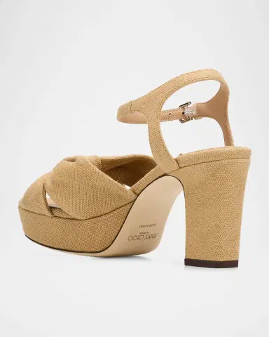 Jimmy Choo 80mm Heloise Linen Platform Sandals | Thumbnail 8 Jimmy Choo 80mm Heloise Linen Platform Sandals | Thumbnail 8