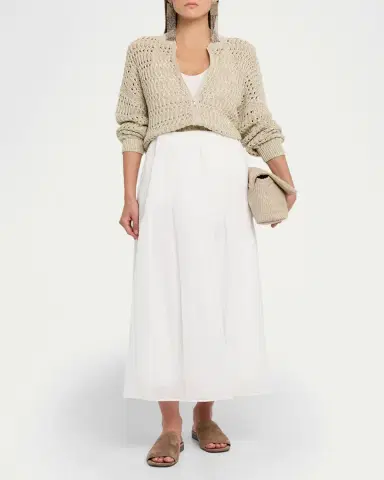 Brunello Cucinelli Cotton Organza Pull-On Midi Skirt | Thumbnail 2 Brunello Cucinelli Cotton Organza Pull-On Midi Skirt | Thumbnail 2