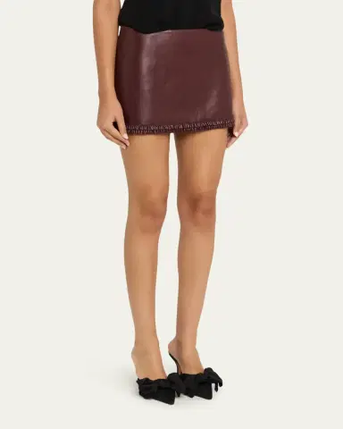 LoveShackFancy Noala Faux Leather Mini Skirt | Thumbnail 4 LoveShackFancy Noala Faux Leather Mini Skirt | Thumbnail 4