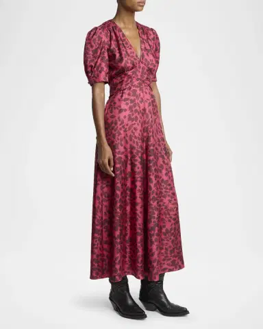 Gabriela Hearst Larkin Printed Satin Puff-Sleeve Midi Dress | Thumbnail 13 Gabriela Hearst Larkin Printed Satin Puff-Sleeve Midi Dress | Thumbnail 13