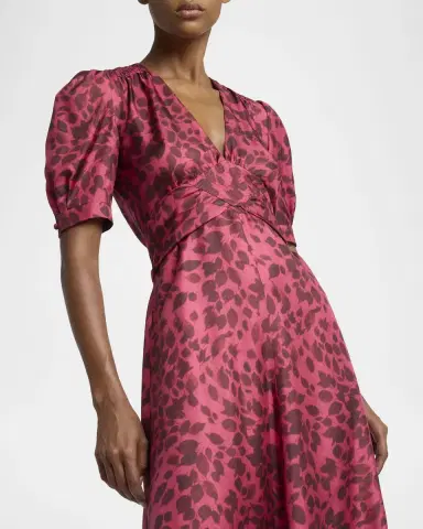 Gabriela Hearst Larkin Printed Satin Puff-Sleeve Midi Dress | Thumbnail 14 Gabriela Hearst Larkin Printed Satin Puff-Sleeve Midi Dress | Thumbnail 14