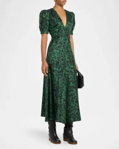 Gabriela Hearst Larkin Printed Satin Puff-Sleeve Midi Dress | Thumbnail 17 Gabriela Hearst Larkin Printed Satin Puff-Sleeve Midi Dress | Thumbnail 17
