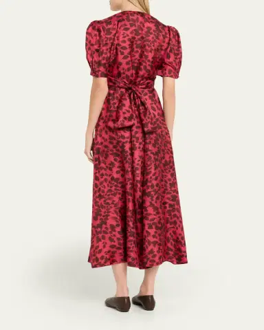 Gabriela Hearst Larkin Printed Satin Puff-Sleeve Midi Dress | Thumbnail 3 Gabriela Hearst Larkin Printed Satin Puff-Sleeve Midi Dress | Thumbnail 3