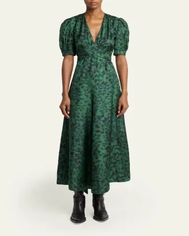 Gabriela Hearst Larkin Printed Satin Puff-Sleeve Midi Dress | Thumbnail 6 Gabriela Hearst Larkin Printed Satin Puff-Sleeve Midi Dress | Thumbnail 6