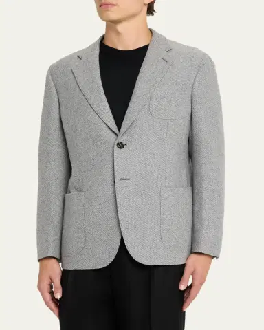 Giorgio Armani Men's Birdseye Cashmere Single-Breasted Blazer | Thumbnail 4 Giorgio Armani Men's Birdseye Cashmere Single-Breasted Blazer | Thumbnail 4