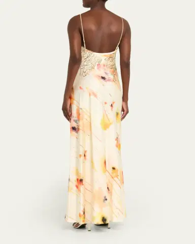 Jason Wu Collection Watercolor Floral Lace-Trim Slip Gown | Thumbnail 3 Jason Wu Collection Watercolor Floral Lace-Trim Slip Gown | Thumbnail 3