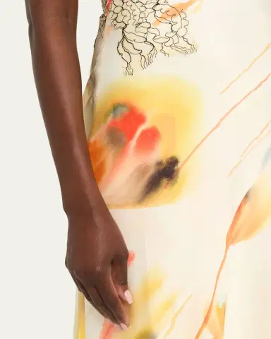 Jason Wu Collection Watercolor Floral Lace-Trim Slip Gown | Thumbnail 5 Jason Wu Collection Watercolor Floral Lace-Trim Slip Gown | Thumbnail 5