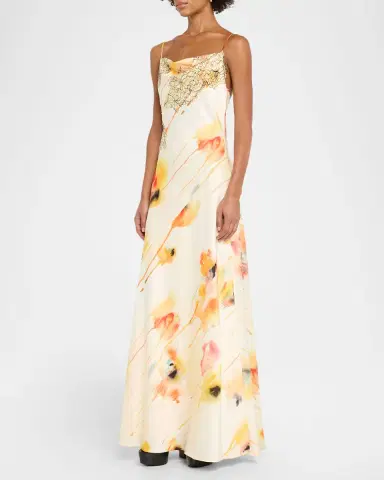 Jason Wu Collection Watercolor Floral Lace-Trim Slip Gown | Thumbnail 8 Jason Wu Collection Watercolor Floral Lace-Trim Slip Gown | Thumbnail 8