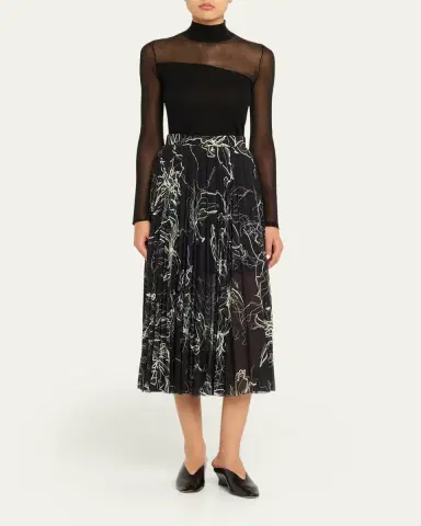 Jason Wu Collection Pleated Floral-Print Chiffon Midi Skirt | Thumbnail 2 Jason Wu Collection Pleated Floral-Print Chiffon Midi Skirt | Thumbnail 2