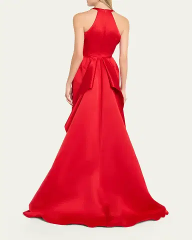 Atelier Prabal Gurung Caroline Satin Halter Column Gown With Detachable Train | Thumbnail 2 Atelier Prabal Gurung Caroline Satin Halter Column Gown With Detachable Train | Thumbnail 2