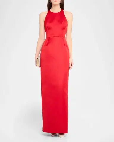 Atelier Prabal Gurung Caroline Satin Halter Column Gown With Detachable Train | Thumbnail 8 Atelier Prabal Gurung Caroline Satin Halter Column Gown With Detachable Train | Thumbnail 8