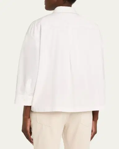 Brunello Cucinelli Monili-Trim Matte Poplin Button-Down Shirt | Thumbnail 3 Brunello Cucinelli Monili-Trim Matte Poplin Button-Down Shirt | Thumbnail 3