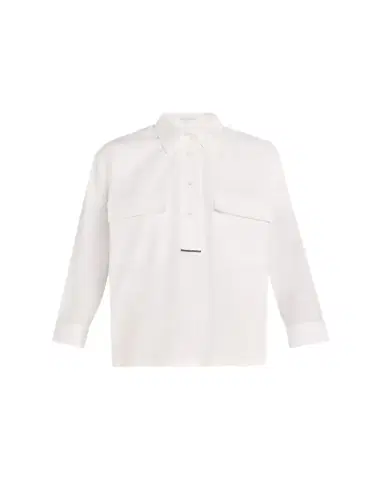 Brunello Cucinelli Monili-Trim Matte Poplin Button-Down Shirt | Thumbnail 1 Brunello Cucinelli Monili-Trim Matte Poplin Button-Down Shirt | Thumbnail 1