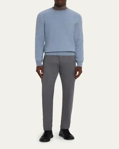 ZEGNA Men's Cashmere Rib Saddle Crewneck Sweater | Thumbnail 6 ZEGNA Men's Cashmere Rib Saddle Crewneck Sweater | Thumbnail 6