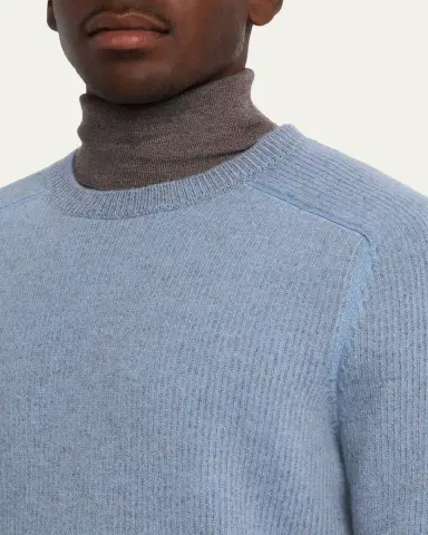 ZEGNA Men's Cashmere Rib Saddle Crewneck Sweater | Thumbnail 9 ZEGNA Men's Cashmere Rib Saddle Crewneck Sweater | Thumbnail 9