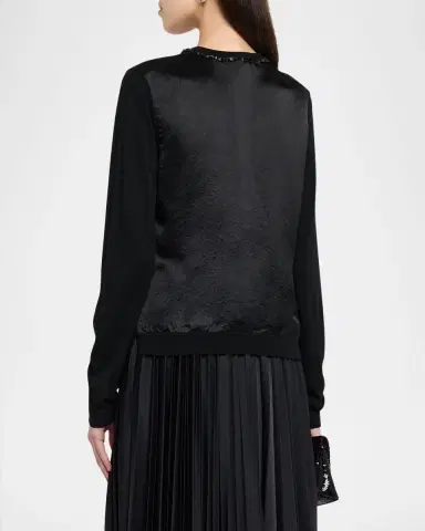 Jason Wu Collection Beaded Satin & Merino Wool Cardigan | Thumbnail 7 Jason Wu Collection Beaded Satin & Merino Wool Cardigan | Thumbnail 7