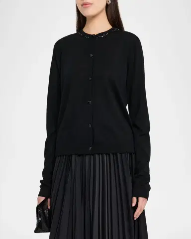 Jason Wu Collection Beaded Satin & Merino Wool Cardigan | Thumbnail 8 Jason Wu Collection Beaded Satin & Merino Wool Cardigan | Thumbnail 8