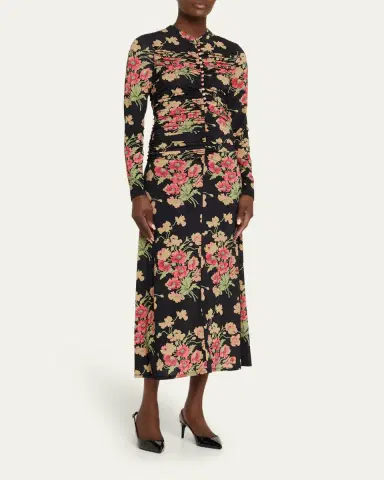 Sea Cornelia Floral Long-Sleeve Midi Dress | Thumbnail 4 Sea Cornelia Floral Long-Sleeve Midi Dress | Thumbnail 4